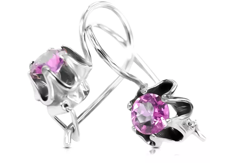 925 فضة 925 Amethyst أقراط vec013s روسي سوفيتي الاتحاد السوفيتي أسلوب فينتاج آرت ديكو style